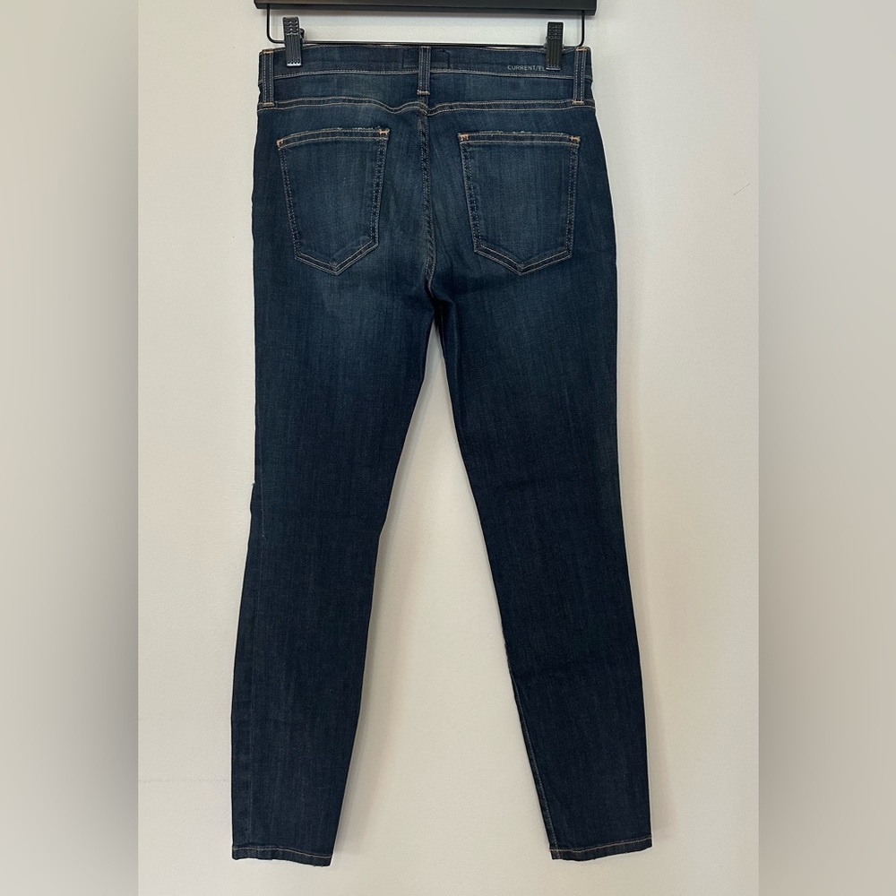 Current/Elliott The Stiletto Skinny Jeans Dark Wash Distressed Size 27 - Picture 3 of 3
